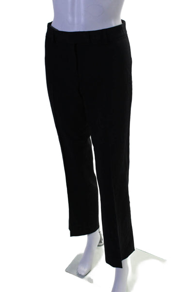 Theory Women's Hook Closure Flat Front Straight Leg Dress Pants Black Size 4