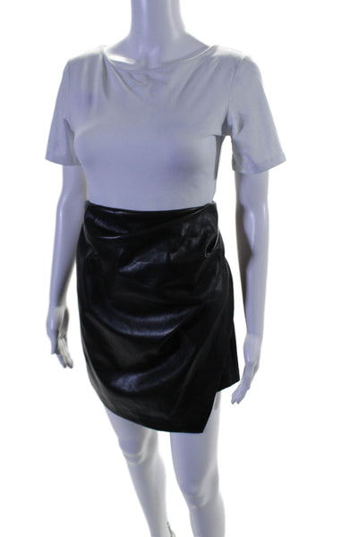 Wilfred Womens Black Vegan Leather Drape Detail Zip Back Mini Skirt Size 14