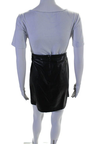 Wilfred Womens Black Vegan Leather Drape Detail Zip Back Mini Skirt Size 14