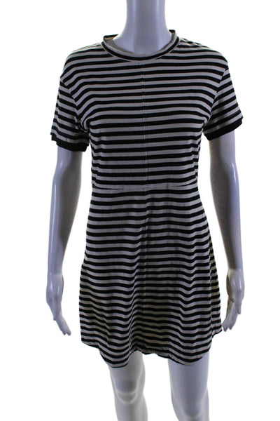 Derek Lam Collective Womens Striped Short Sleeve T-Shirt Dress Black Size 10 140