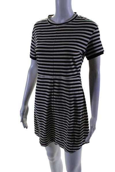 Derek Lam Collective Womens Striped Short Sleeve T-Shirt Dress Black Size 2 1392