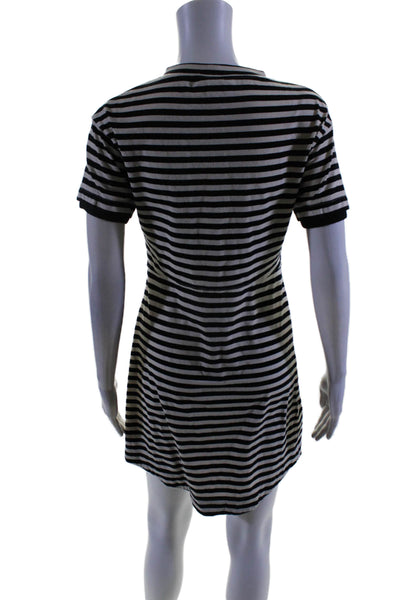 Derek Lam Collective Womens Striped Short Sleeve T-Shirt Dress Black Size 8 1407