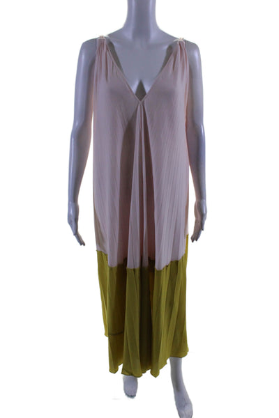 TOME Collective Womens Watercolor Pleated Midi Dress Pink Size 6 15088996