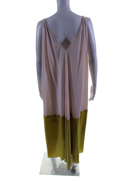 TOME Collective Womens Watercolor Pleated Midi Dress Pink Size 6 15088996
