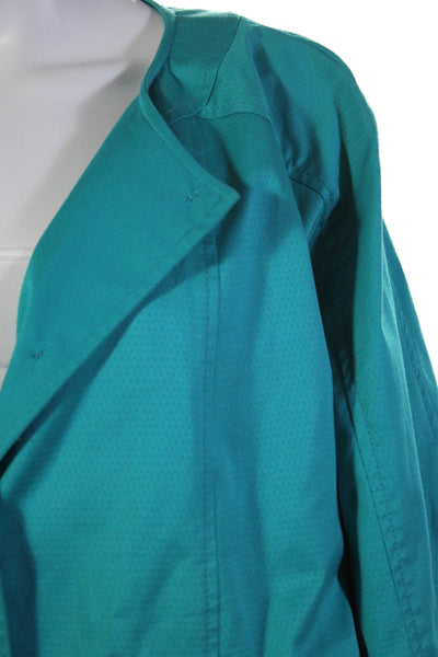 Escada Womens Long Sleeves Button Down Jacket Turquoise Blue Cotton Size Small