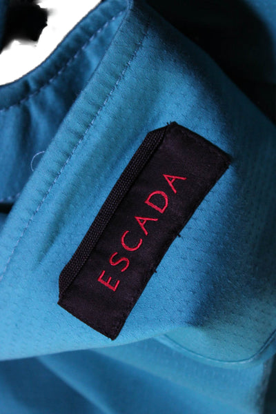 Escada Womens Long Sleeves Button Down Jacket Turquoise Blue Cotton Size Small