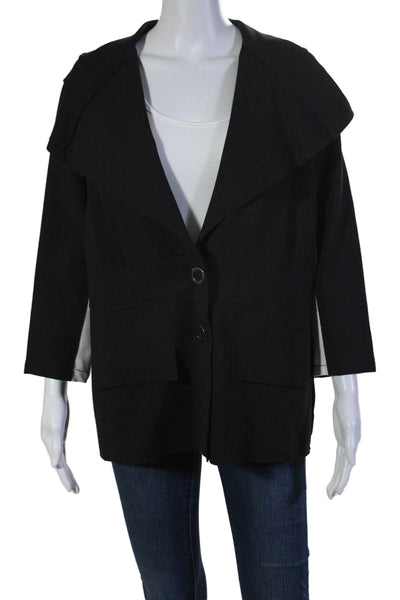 Hilary Radley For Katherine Barclay Womens Button Down Jacket Black Size Medium