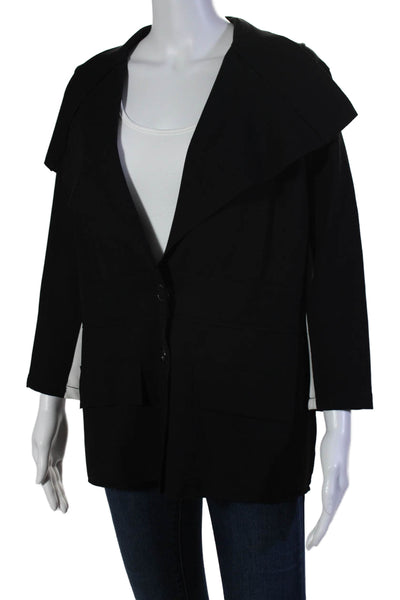 Hilary Radley For Katherine Barclay Womens Button Down Jacket Black Size Medium