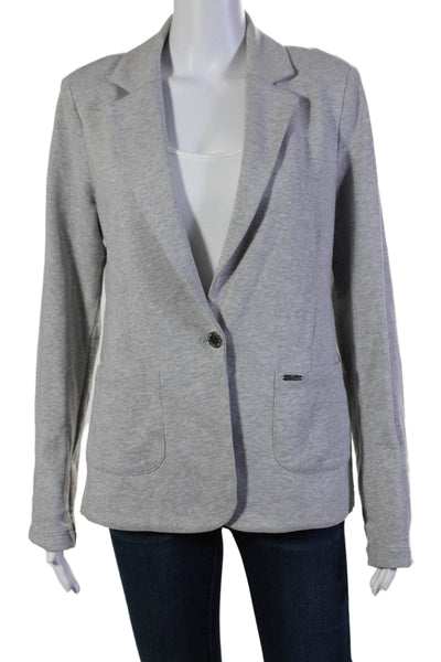 Calvin Klein Womens Long Sleeves Button Down Jacket Gray Cotton Size Small