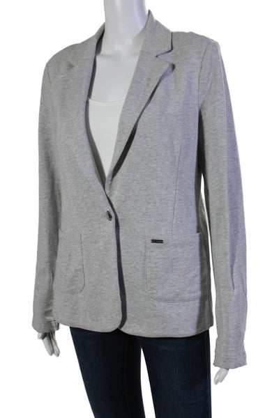 Calvin Klein Womens Long Sleeves Button Down Jacket Gray Cotton Size Small