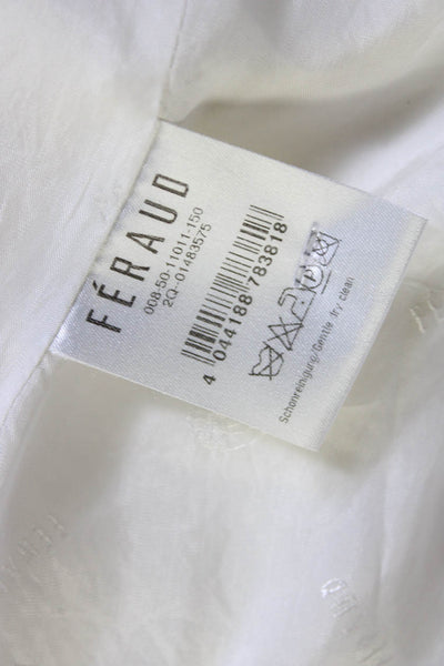 Feraud Womens Long Sleeves Button Down Jacket White Cotton Blend Size 14