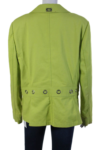 St. John Sport Womens Grommet Waist Jacket Lime Green Cotton Size Extra Large