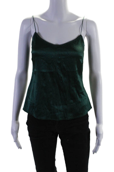 Elie Tahari Womens Silk Scalloped Trim Spaghetti Strap Cami Top Green Size XS