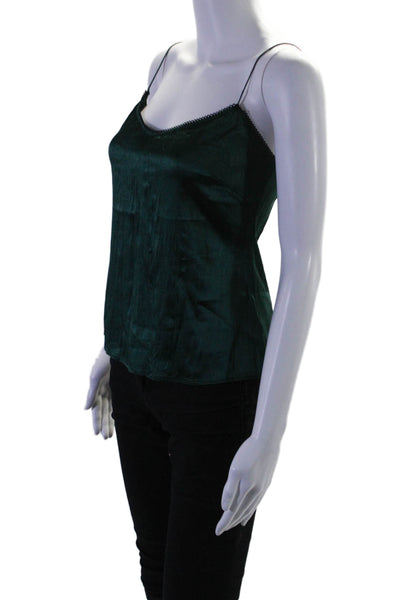 Elie Tahari Womens Silk Scalloped Trim Spaghetti Strap Cami Top Green Size XS