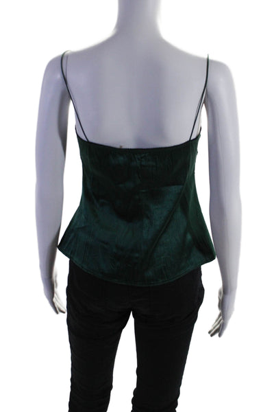 Elie Tahari Womens Silk Scalloped Trim Spaghetti Strap Cami Top Green Size XS