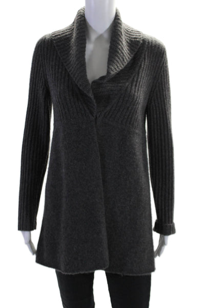 Cashmere Lord & Taylor Womens Cashmere V Neck Hook Closure Cardigan Gray Size M