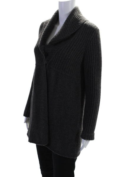 Cashmere Lord & Taylor Womens Cashmere V Neck Hook Closure Cardigan Gray Size M