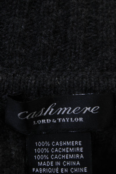 Cashmere Lord & Taylor Womens Cashmere V Neck Hook Closure Cardigan Gray Size M