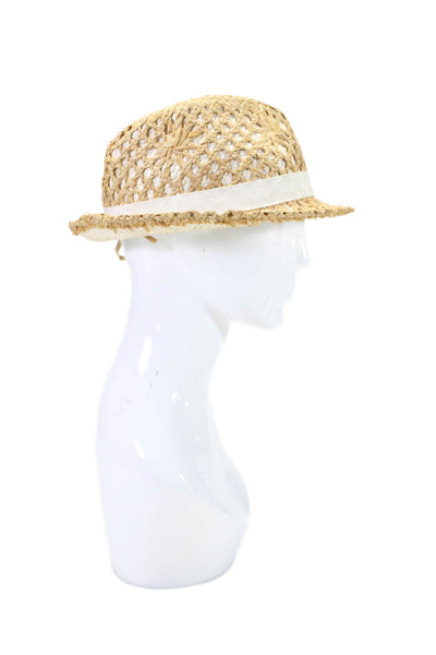 Beach by Flora Bella Womens Raffia Adjustable Ribbon Trim Fedora Hat Beige OS