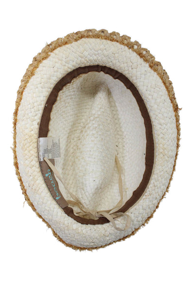 Beach by Flora Bella Womens Raffia Adjustable Ribbon Trim Fedora Hat Beige OS