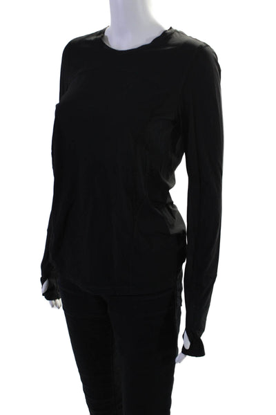 Lululemon Womens Stretch Round Neck Long Sleeve Activewear Top Black Size 6