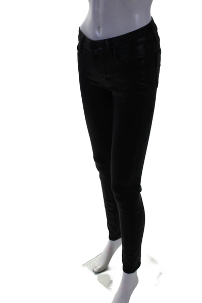 Paige Womens Cotton Textured Zip Button Skinny Leg Jeans Black Size EUR 26