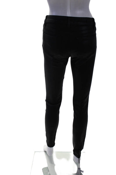 Paige Womens Cotton Textured Zip Button Skinny Leg Jeans Black Size EUR 26