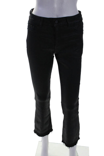 DL1961 Womens Textured Zip Button Skinny Leg Crop Bottom Jeans Black Size EUR 28