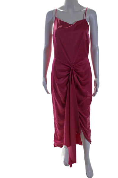 elle zeitoune Womens Patrice Draped Satin Dress Pink Size 8 14829453