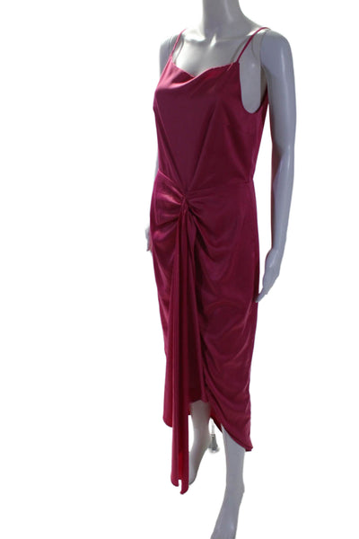 elle zeitoune Womens Patrice Draped Satin Dress Pink Size 8 14829453