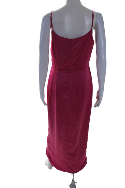 elle zeitoune Womens Patrice Draped Satin Dress Pink Size 8 14829453