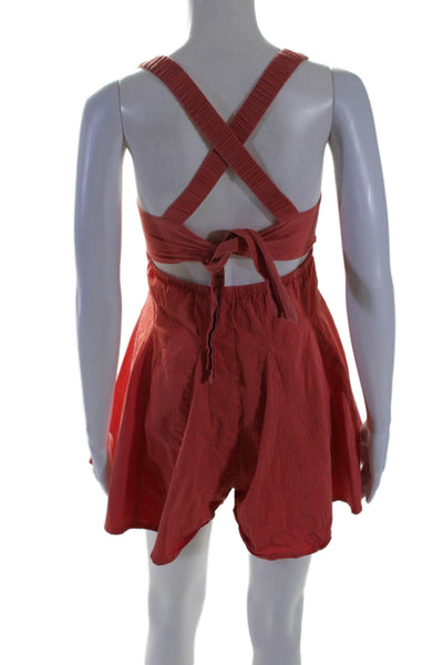 Louna Womens Coral Tie Back Romper Orange Size 0 16011655