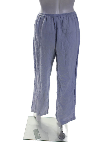 DONNI. Womens Linen Simple Trousers Blue Size 10 12768629