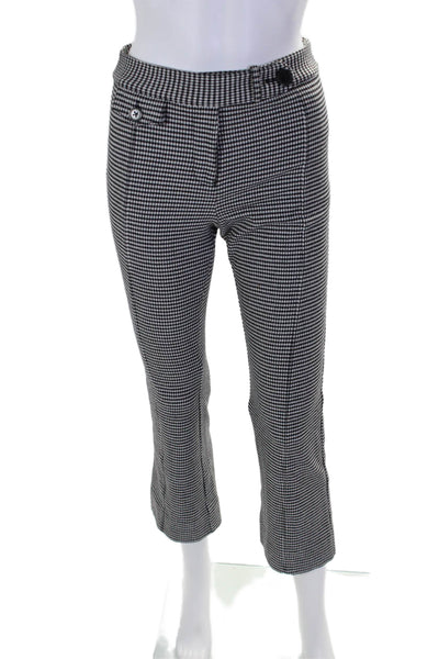 Derek Lam 10 Crosby Women's Flat Front Straight Leg Pants Black Check Size 4