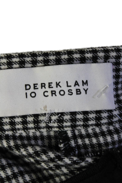 Derek Lam 10 Crosby Women's Flat Front Straight Leg Pants Black Check Size 4