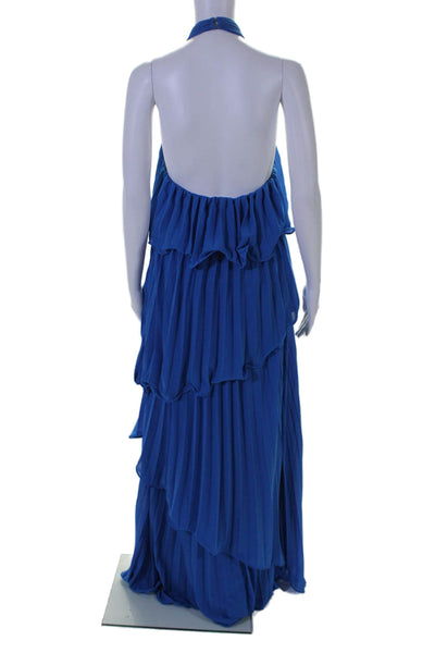 One33 Social Womens Blue Halter Tiered Gown Blue Size 8 16082976