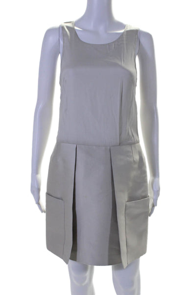 3.1 Phillip Lim Womens Textured Sleeveless Pleated A-line Dress Beige Size 4