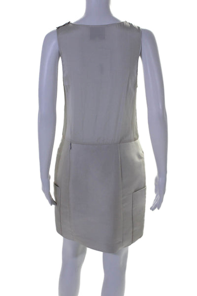 3.1 Phillip Lim Womens Textured Sleeveless Pleated A-line Dress Beige Size 4