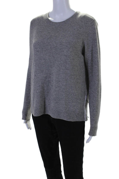 Aqua Cashmere Womens Long Sleeves Crew Neck Pullover Sweater Gray Size Small