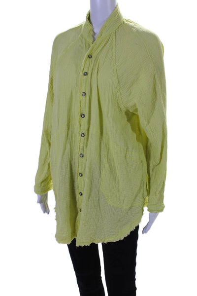 We The Free Womens Cotton Long Sleeve Button Up Blouse Top Green Size M