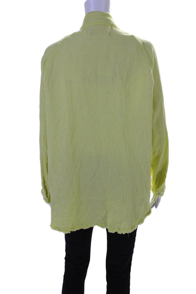 We The Free Womens Cotton Long Sleeve Button Up Blouse Top Green Size M