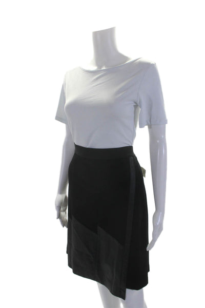 J'Envie New York Womens Black Vegan Leather Trim Pull On A-line Skirt Size 14