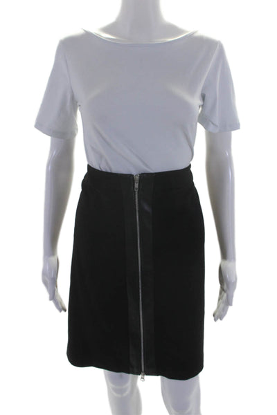 J'Envie New York Womens Black Vegan Leather Trim Front Zip Pencil Skirt Size 16