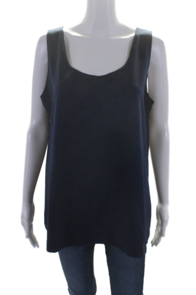 A'Nue Womens Dark Navy Scoop Neck Sleeveless Tank Top Size L