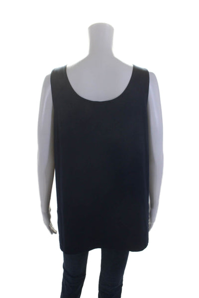 A'Nue Womens Dark Navy Scoop Neck Sleeveless Tank Top Size L