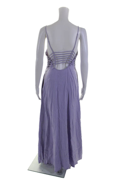 SIMKHAI Womens Prudence Strappy Linen Maxi Purple Size 12 14940309