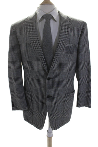 Canali Men's Collared Long Sleeves Line Two Button Herringbone Jacket Size 54