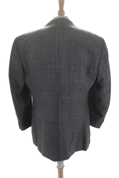 Canali Men's Collared Long Sleeves Line Two Button Herringbone Jacket Size 54