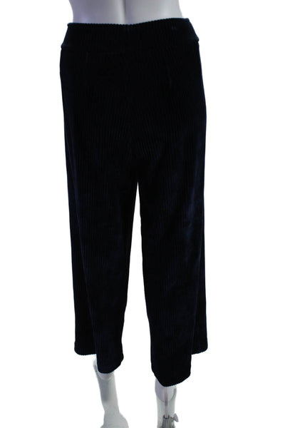 Avenue Montaigne Womens Elastic Waistband Straight Corduroy Pants Navy Size 12