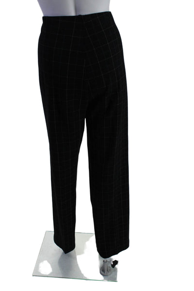 Peace of Cloth Womens Single Button Check Pleated Pants Suit Black Size Large